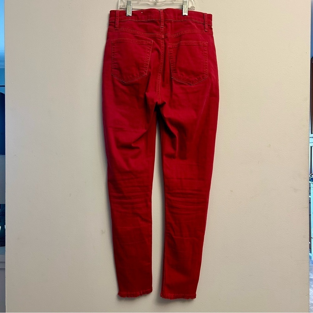 LOFT Red Skinny Jeans With Raw Hem Size 25/0 - Picture 2 of 9